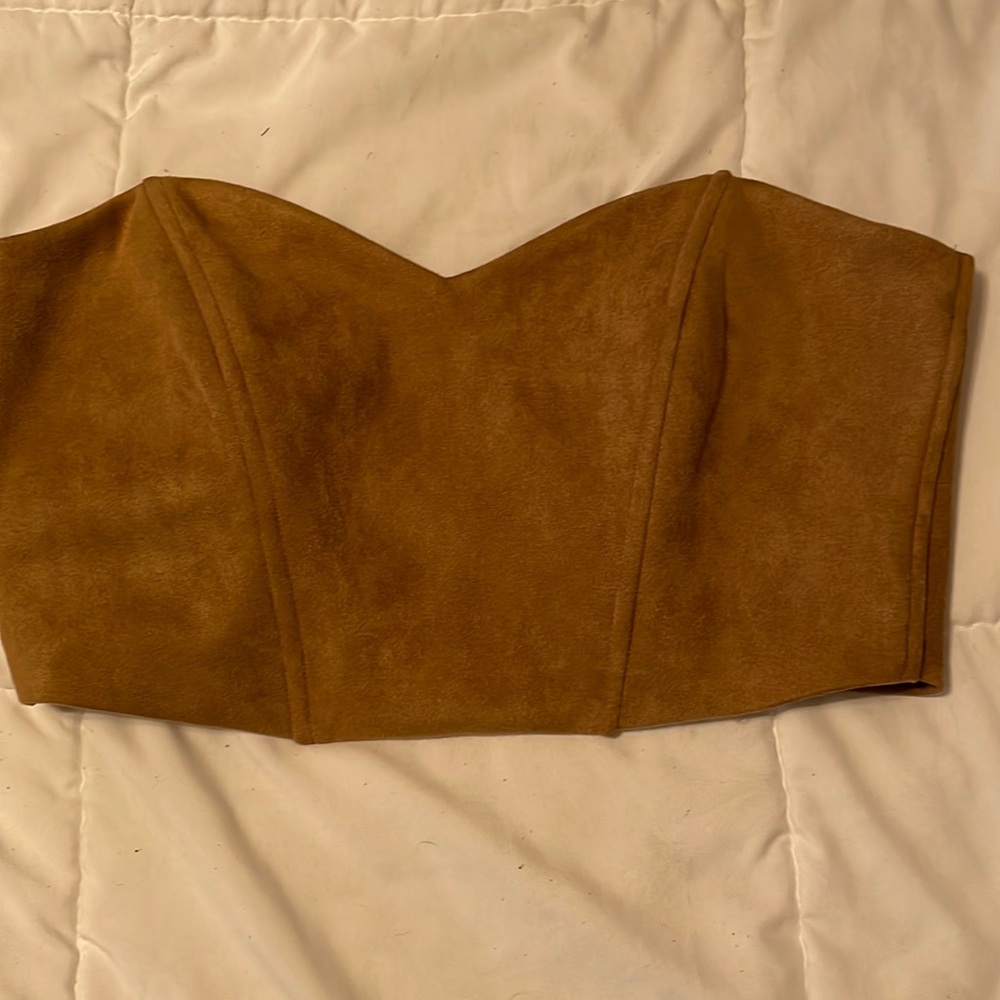 Suede bustier crop top